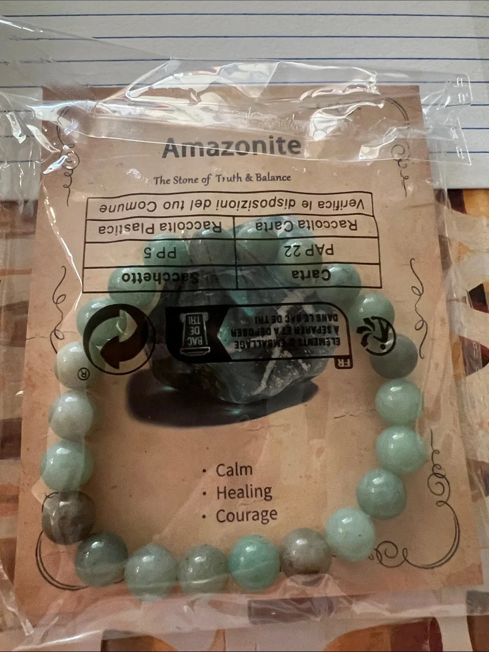 #2947** Amazonite Beaded Bracelet in Soft Green Tones